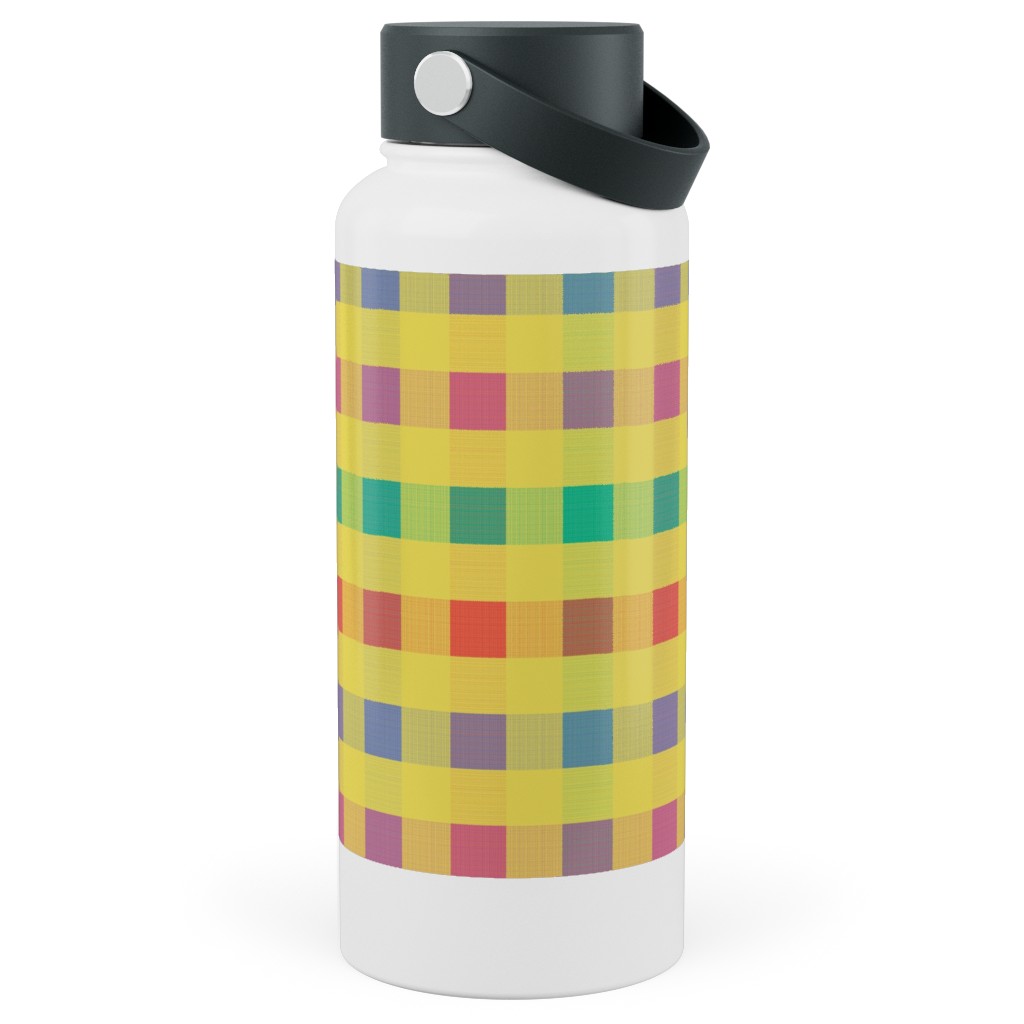 Picnic Plaid Stainless Steel Wide Mouth Water Bottle, 30oz, Wide Mouth, Multicolor