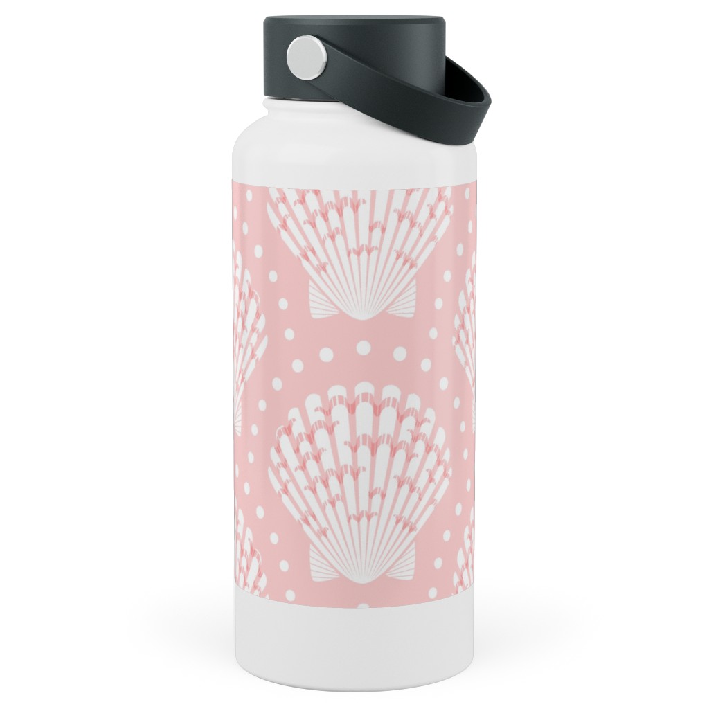 Pretty Scallop Shells - Pink Stainless Steel Wide Mouth Water Bottle, 30oz, Wide Mouth, Pink, Bright Pink