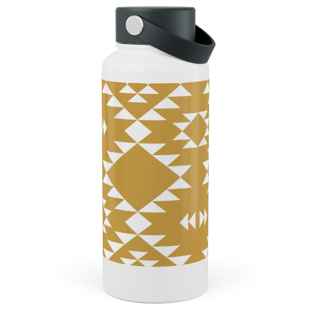 Navajo - Gold White Stainless Steel Wide Mouth Water Bottle, 30oz, Wide Mouth, Yellow, Classic Yellow