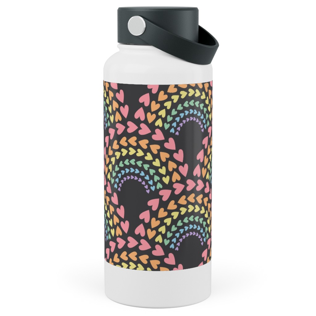 Rainbow Love Stainless Steel Wide Mouth Water Bottle, 30oz, Wide Mouth, Multicolor