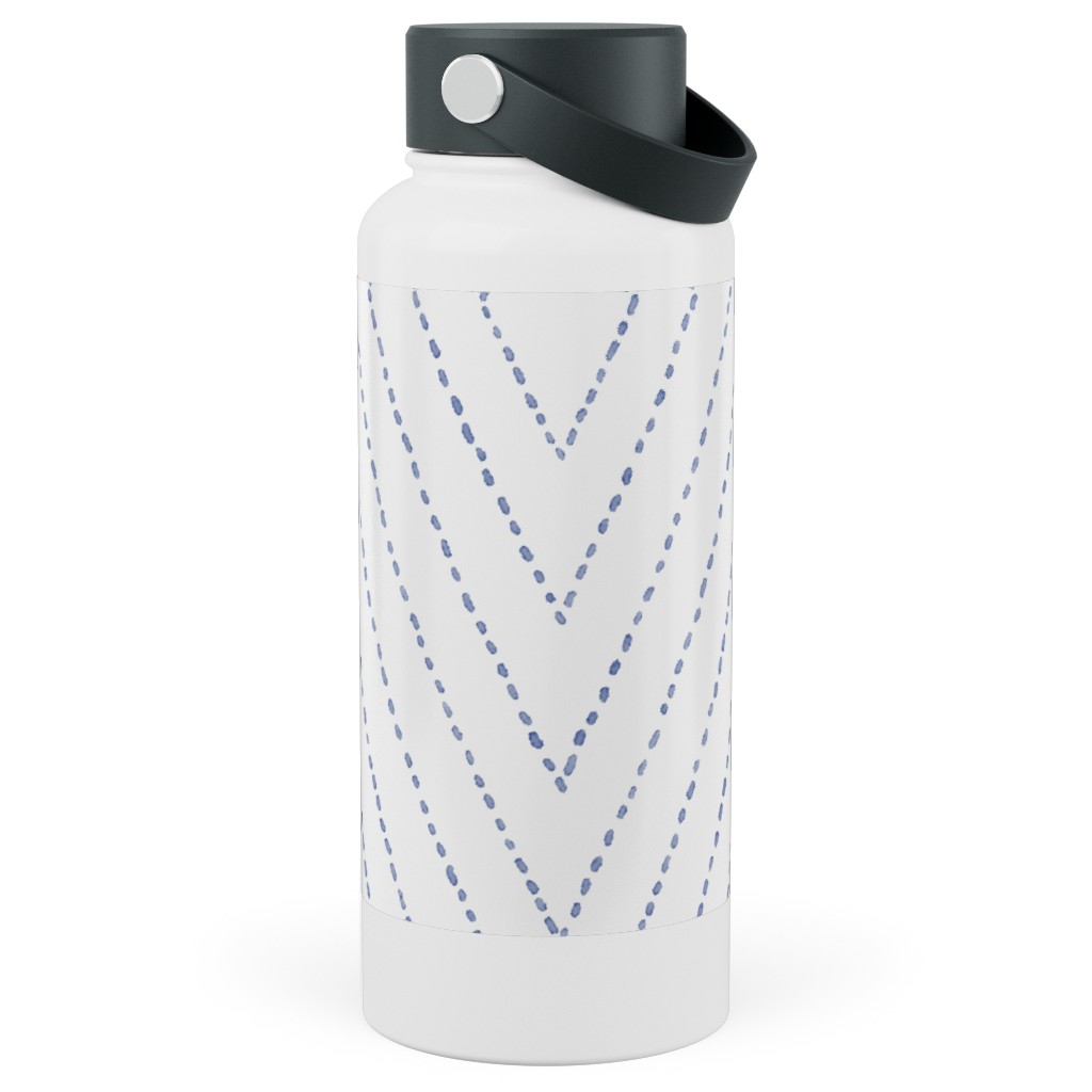 Painted Diamond Dash Stainless Steel Wide Mouth Water Bottle, 30oz, Wide Mouth, White, Iron