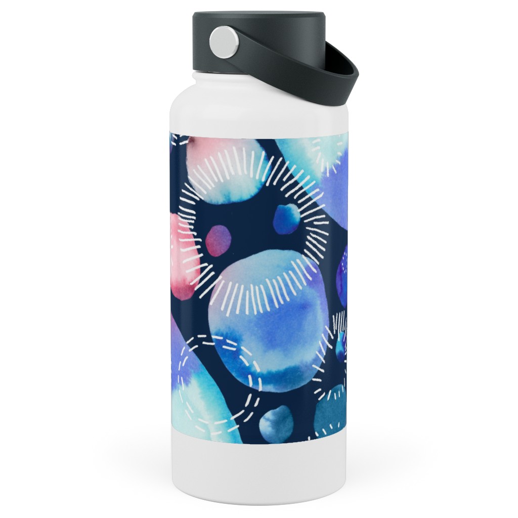 Watercolor Universe - Pink and Blue Stainless Steel Wide Mouth Water Bottle, 30oz, Wide Mouth, Multicolor