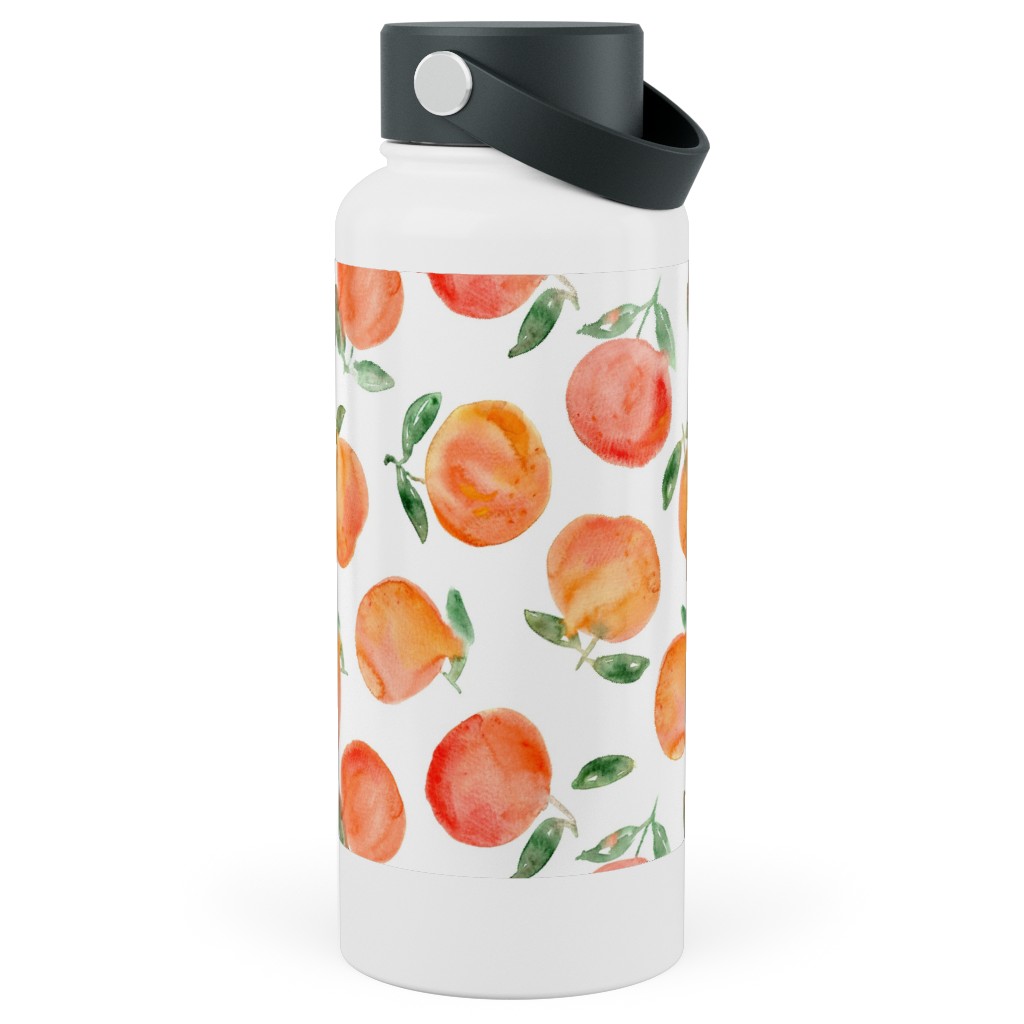 Watercolor Oranges - Orange Stainless Steel Wide Mouth Water Bottle, 30oz, Wide Mouth, Orange, Orange