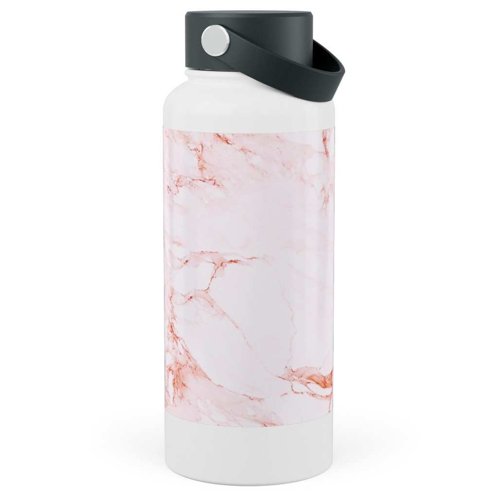 Marble - Blush Stainless Steel Wide Mouth Water Bottle, 30oz, Wide Mouth, Pink