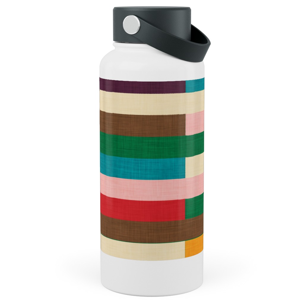 Kilim - Stripe - Multi Stainless Steel Wide Mouth Water Bottle, 30oz, Wide Mouth, Multicolor