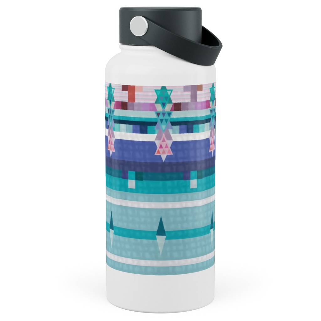 Kilim With Kindness - Multi Stainless Steel Wide Mouth Water Bottle, 30oz, Wide Mouth, Multicolor