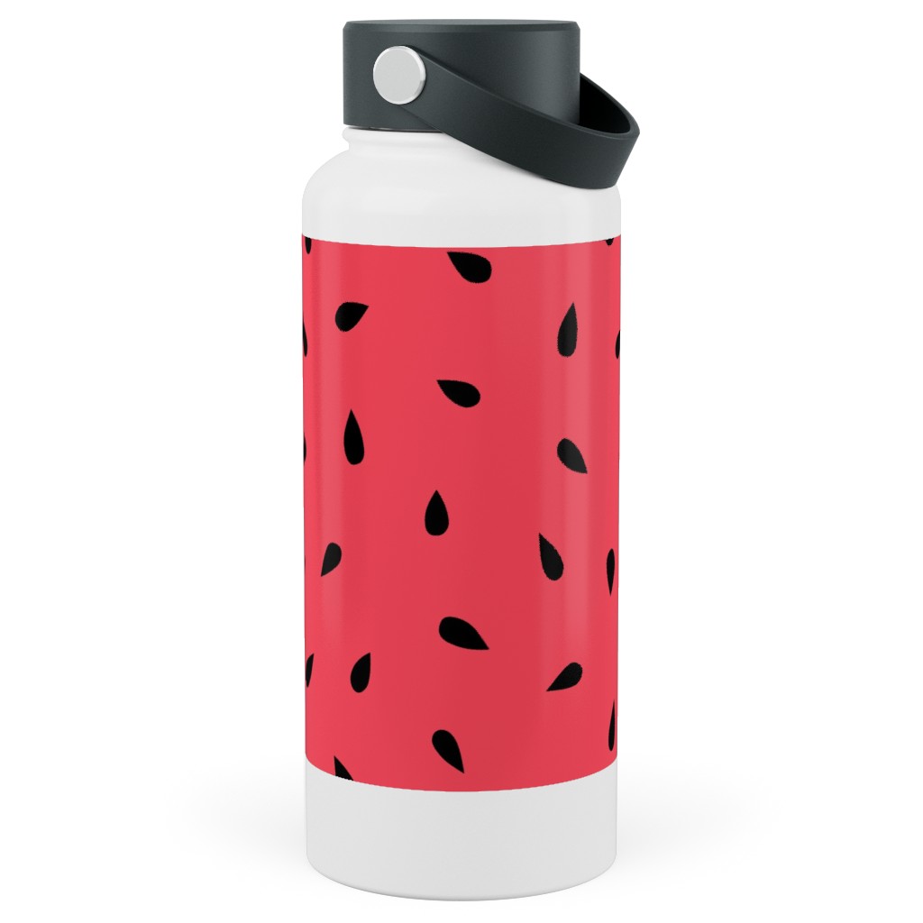 Watermelon Fruit Seeds Stainless Steel Wide Mouth Water Bottle, 30oz, Wide Mouth, Red
