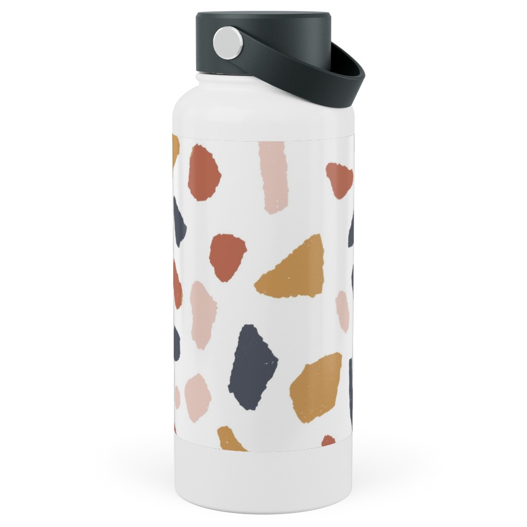 Terrazzo Tile - Neutral Stainless Steel Wide Mouth Water Bottle, 30oz, Wide Mouth, Beige, Pearl