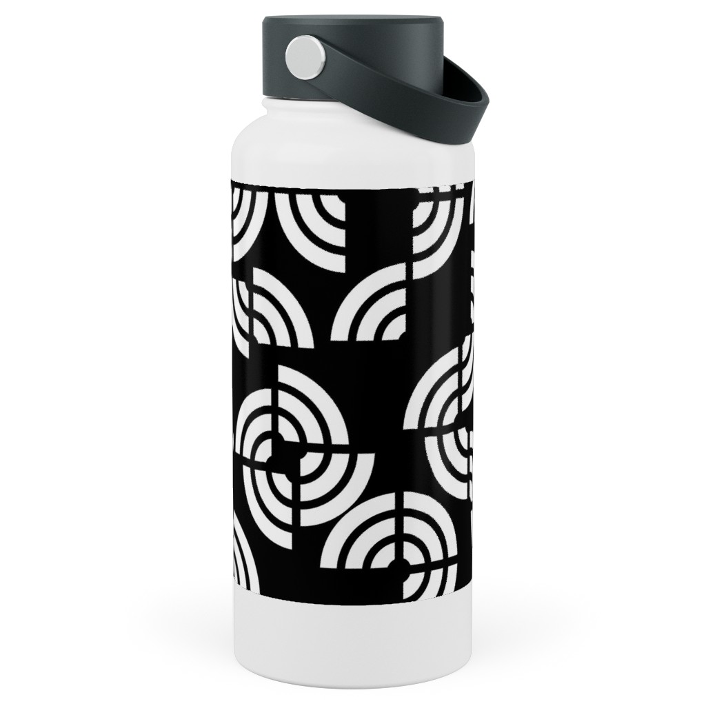 Beethoven - Black and White Stainless Steel Wide Mouth Water Bottle, 30oz, Wide Mouth, Black