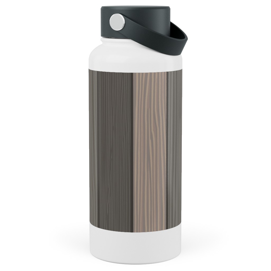 Old Wood Planks Driftwood - Brown Stainless Steel Wide Mouth Water Bottle, 30oz, Wide Mouth, Brown, Brown