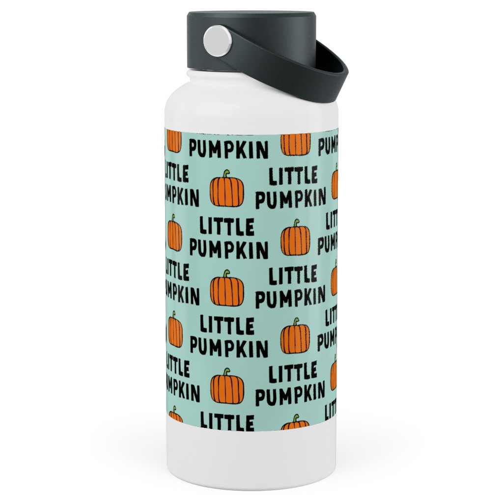 Little Pumpkin - Halloween - Aqua Stainless Steel Wide Mouth Water Bottle, 30oz, Wide Mouth, Green, Classic Green