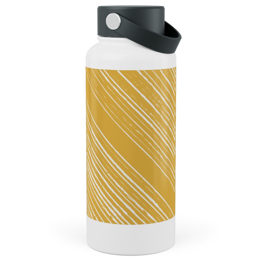 Modern Farmhouse - Mustard Stainless Steel Wide Mouth Water Bottle, 30oz, Wide Mouth, Yellow