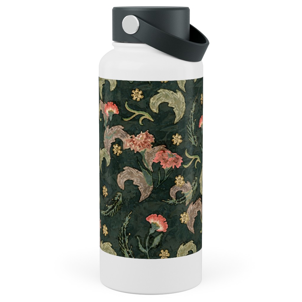 Victorian Floral - Enchanted Forest Stainless Steel Wide Mouth Water Bottle, 30oz, Wide Mouth, Green
