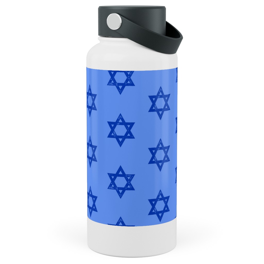 Star of David - Blue Stainless Steel Wide Mouth Water Bottle, 30oz, Wide Mouth, Blue, True Blue