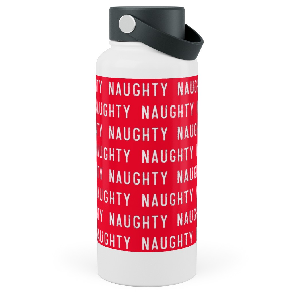 Naughty - Red Stainless Steel Wide Mouth Water Bottle, 30oz, Wide Mouth, Red, Red