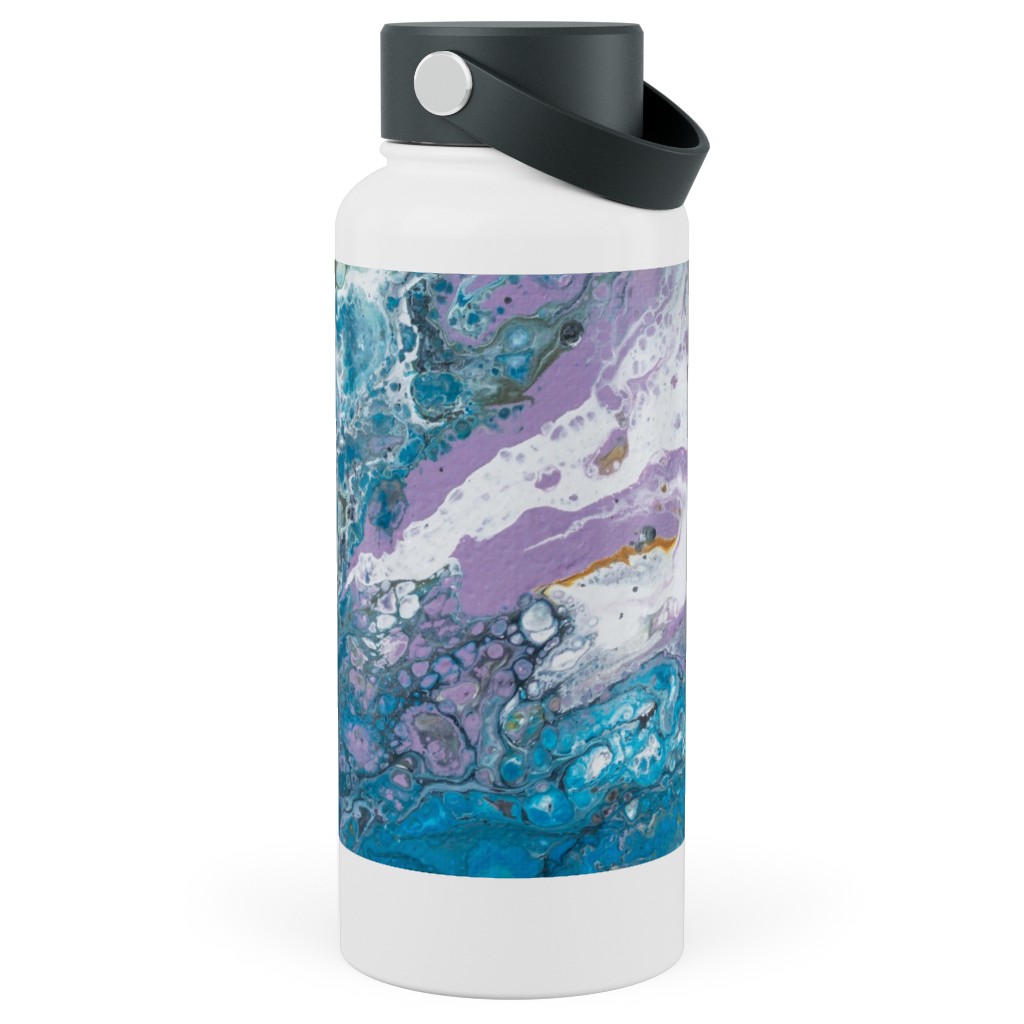 Flow Painting - Blue Stainless Steel Wide Mouth Water Bottle, 30oz, Wide Mouth, Blue, True Blue