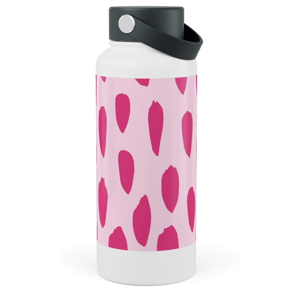 Brushstrokes - Fuchsia and Light Pink Stainless Steel Wide Mouth Water Bottle, 30oz, Wide Mouth, Pink