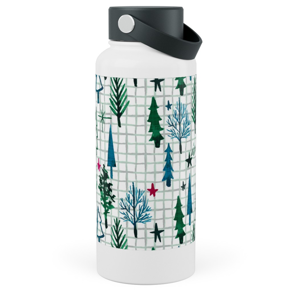 Noel Collection - Winterscape Stainless Steel Wide Mouth Water Bottle, 30oz, Wide Mouth, Green, Classic Green