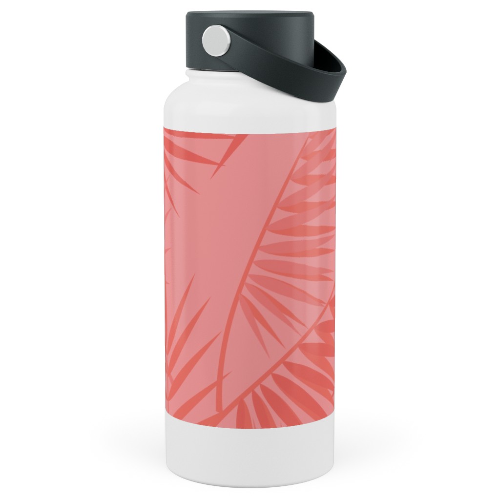Tropical - Coral Stainless Steel Wide Mouth Water Bottle, 30oz, Wide Mouth, Pink