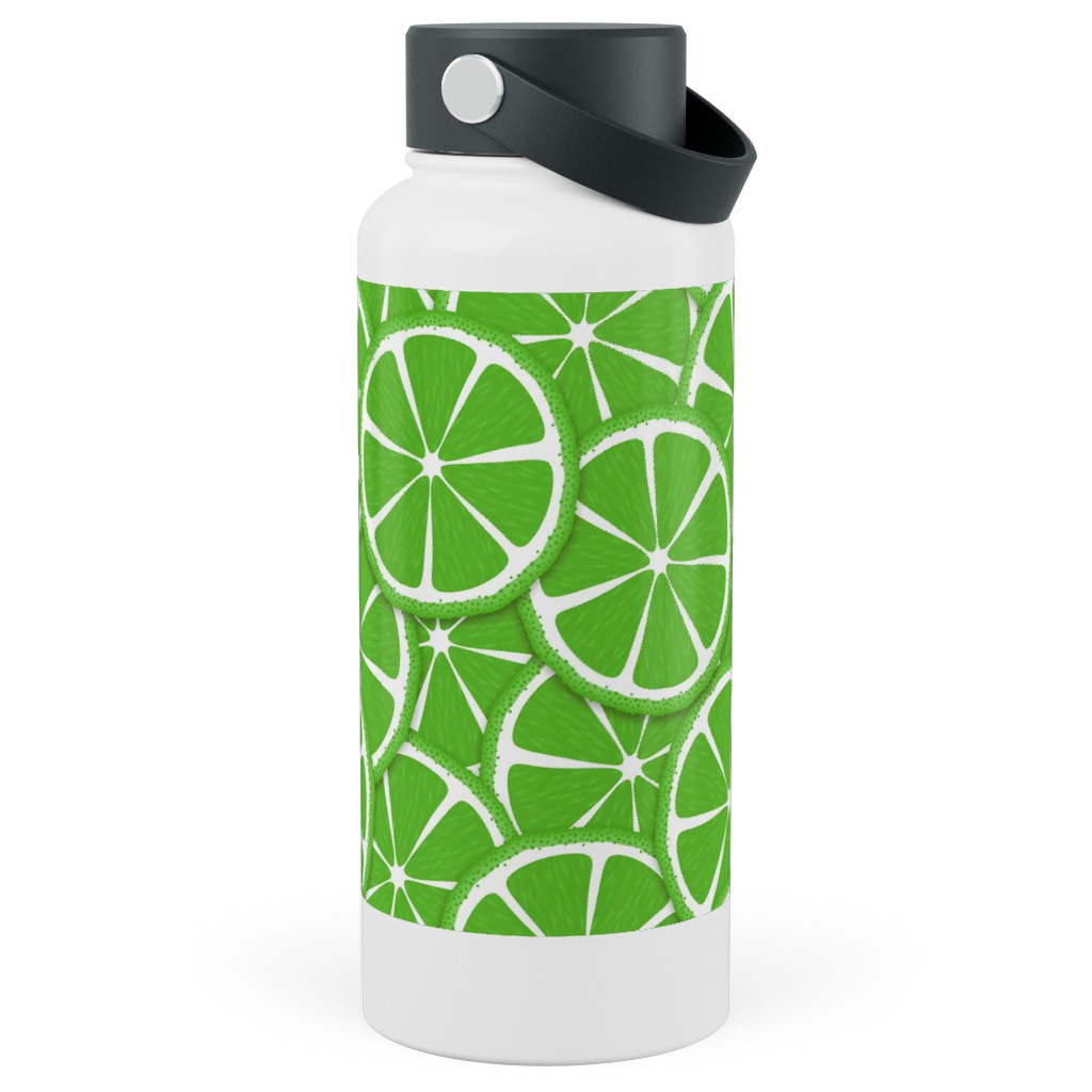 Limes and Lemons Stainless Steel Wide Mouth Water Bottle, 30oz, Wide Mouth, Green, Spring