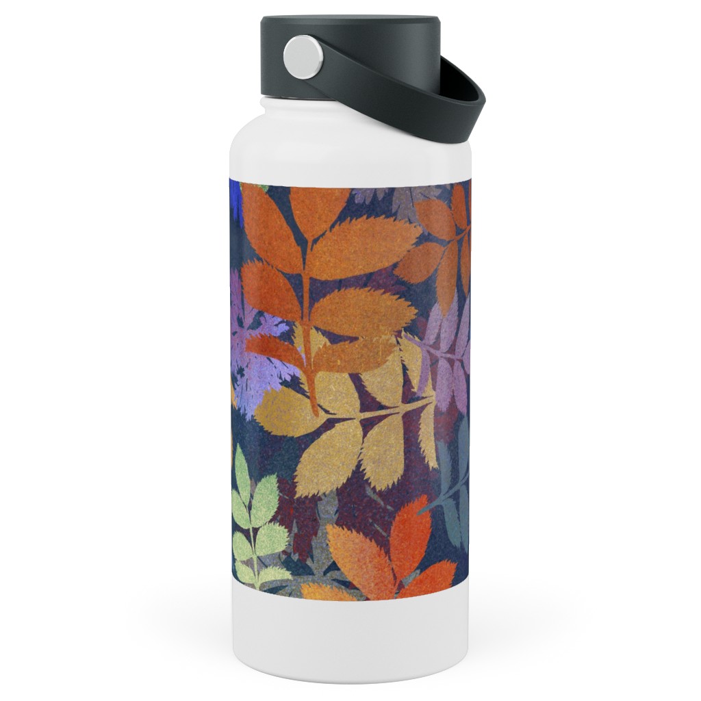 Leaves Falling - Multi Stainless Steel Wide Mouth Water Bottle, 30oz, Wide Mouth, Multicolor