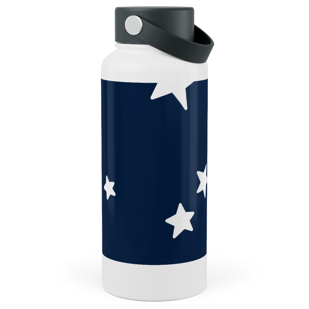Stars Stainless Steel Wide Mouth Water Bottle, 30oz, Wide Mouth, Blue