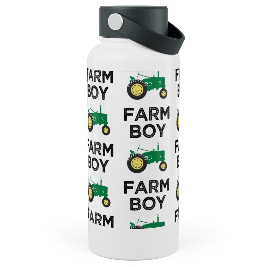 Farm Boy - Tractor Green Stainless Steel Wide Mouth Water Bottle, 30oz, Wide Mouth, Green, Classic Green