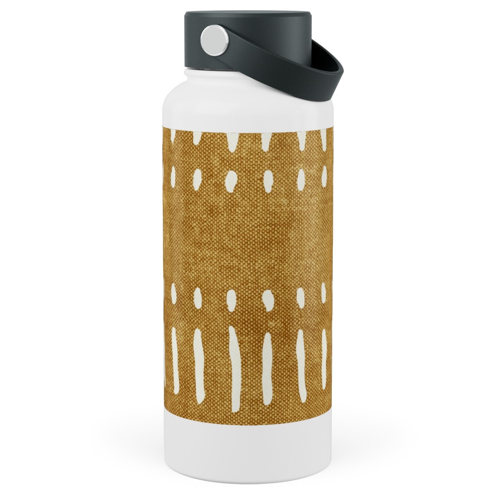 Dash Dot Stripes Stainless Steel Wide Mouth Water Bottle, 30oz, Wide Mouth, Yellow
