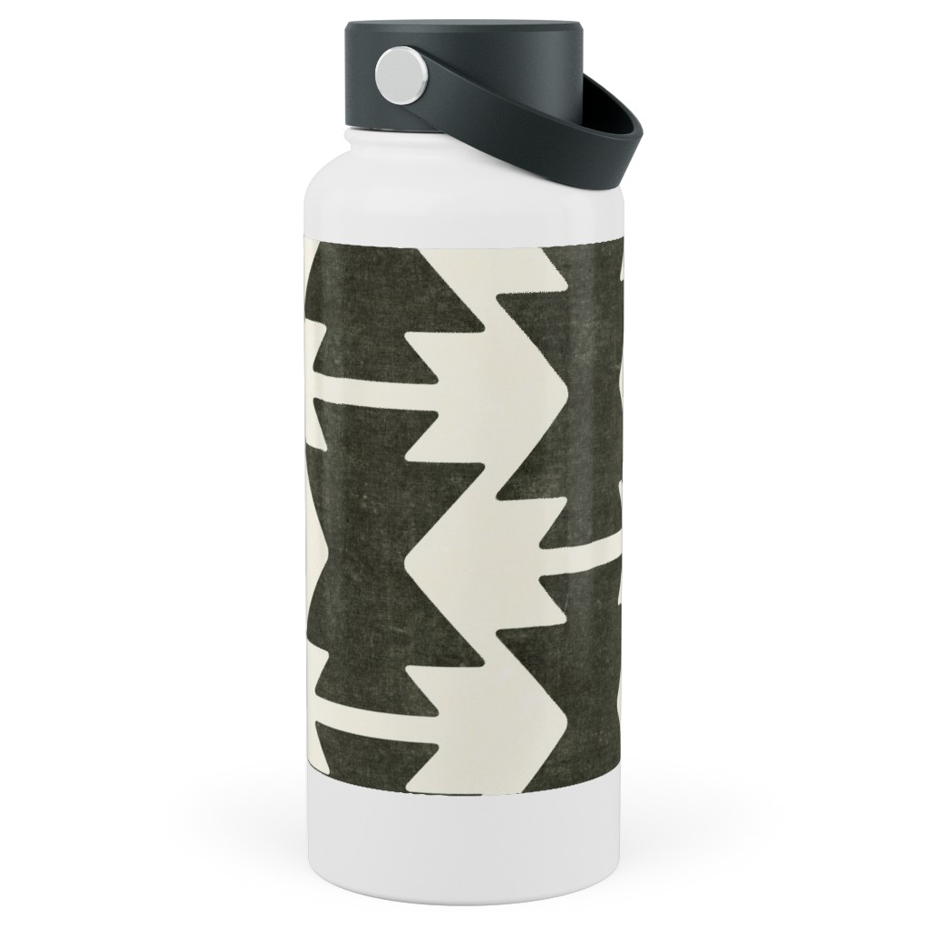 Bohemian Aztec Stainless Steel Wide Mouth Water Bottle, 30oz, Wide Mouth, Black, Dark Gray