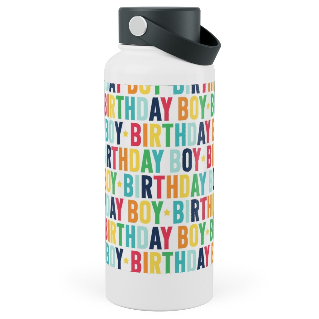 Birthday Boy - Uppercase - Rainbow Stainless Steel Wide Mouth Water Bottle, 30oz, Wide Mouth, Multicolor