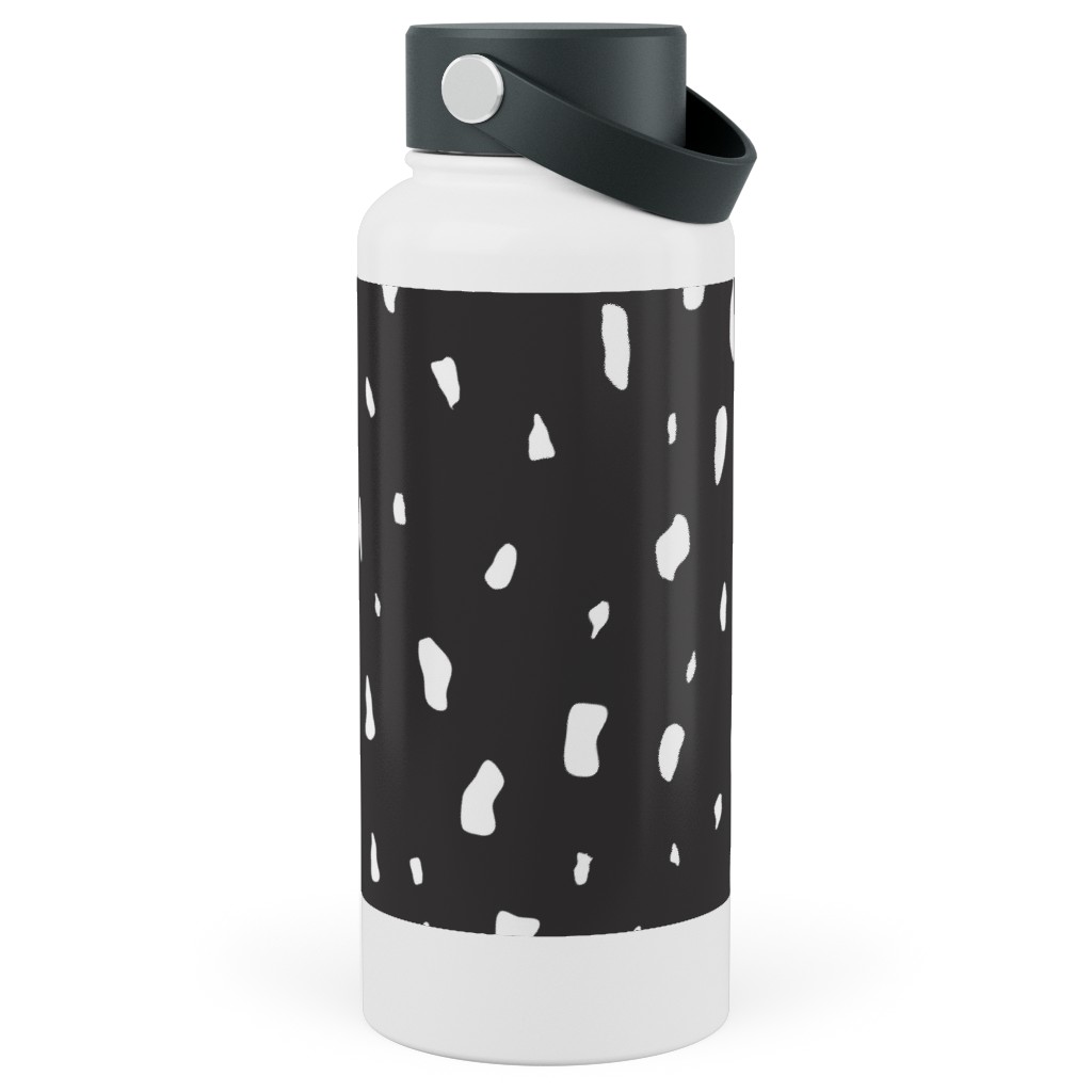 Chipped - Black and White Stainless Steel Wide Mouth Water Bottle, 30oz, Wide Mouth, Black, Black