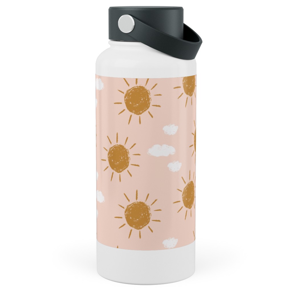 Little Golden Sun - Pink Stainless Steel Wide Mouth Water Bottle, 30oz, Wide Mouth, Pink