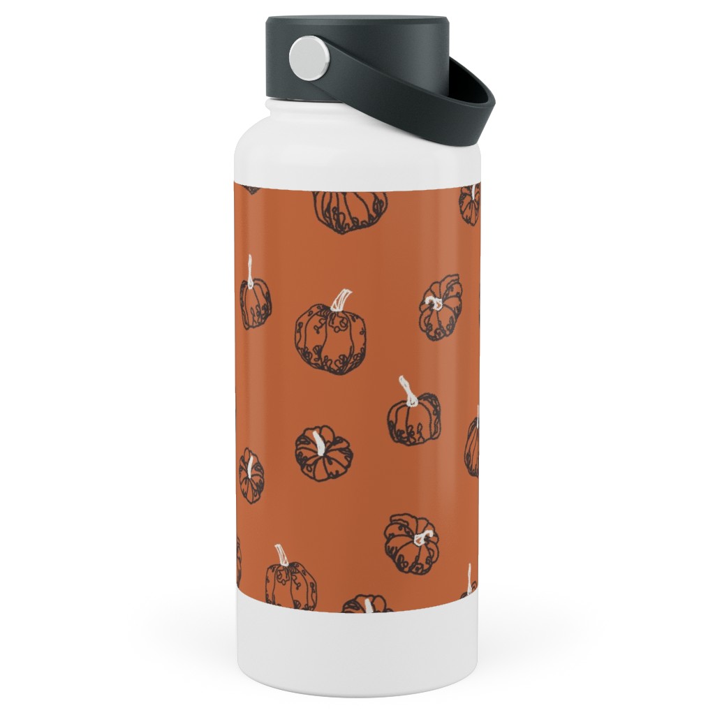 Pumpkins Stainless Steel Wide Mouth Water Bottle, 30oz, Wide Mouth, Orange, Fawn