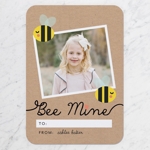 Bee With Me Valentine's Card, Beige, Signature Smooth Cardstock, Rounded, Beige