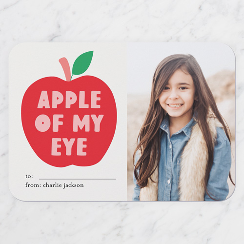 Apple Greetings Valentine's Card, Beige, 100% Recycled Cardstock , Rounded, Cream