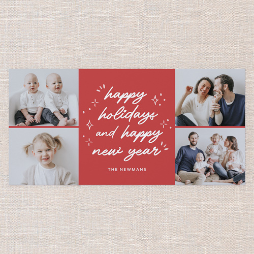 Twinkle Type Holiday Card, Red, 4x8 Flat, Holiday, Matte, Signature Smooth Cardstock, Square, Ruby