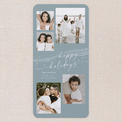 Winter Flurry Holiday Card, Blue, 4x8 Flat, Holiday, Standard Smooth Cardstock, Rounded, Chill