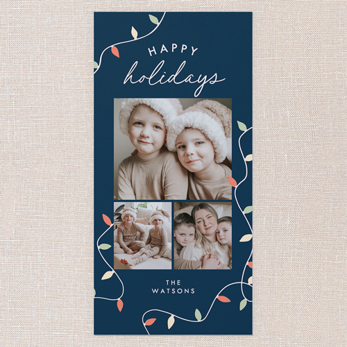 All The Lights Holiday Card, Blue, 4x8 Flat, Holiday, Matte, Signature Smooth Cardstock, Square