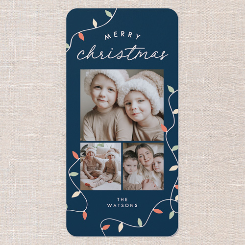 All The Lights Holiday Card, Blue, 4x8 Flat, Christmas, Standard Smooth Cardstock, Rounded, Navy