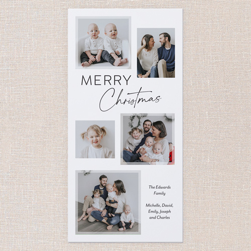 Modern Framing Holiday Card, White, 4x8 Flat, Christmas, Pearl Shimmer Cardstock, Square, White