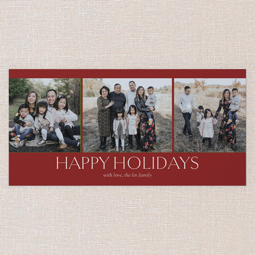 Timeless Trio Holiday Card, Red, 4x8 Flat, Holiday, Matte, Signature Smooth Cardstock, Square, Cinnamon