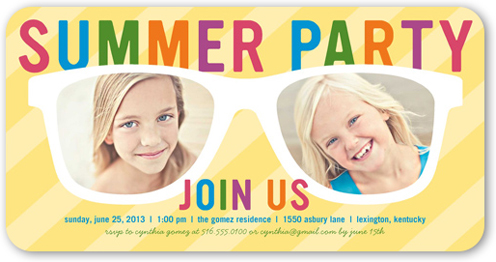 Shades Of Fun Summer Invitation, Yellow, Standard Smooth Cardstock, Rounded