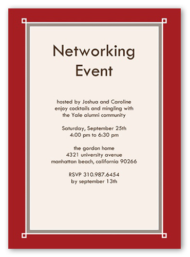 Deco Red Party Invitation, Red, Matte, Signature Smooth Cardstock, Square