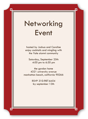 Deco Red Party Invitation, Red, Pearl Shimmer Cardstock, Ticket