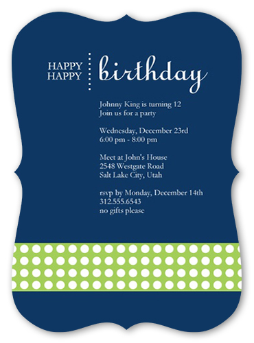 Happy Blue Party Invitation, Blue, Matte, Signature Smooth Cardstock, Bracket