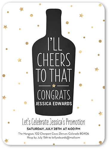 Cheers to That Party Invitation, White, 5x7 Flat, Standard Smooth Cardstock, Rounded, White