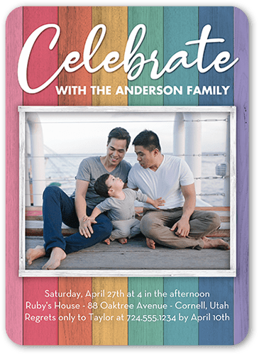 Pastel Planks Party Invitation, White, 5x7 Flat, 100% Recycled Cardstock , Rounded, White