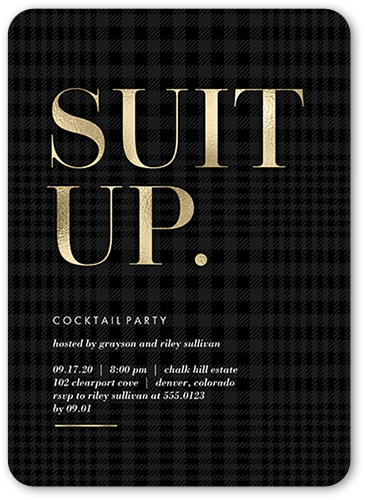 Fancy Up Party Invitation, Yellow, 5x7 Flat, Pearl Shimmer Cardstock, Rounded