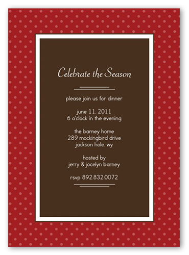 Berry Dots Party Invitation, Red, Standard Smooth Cardstock, Square