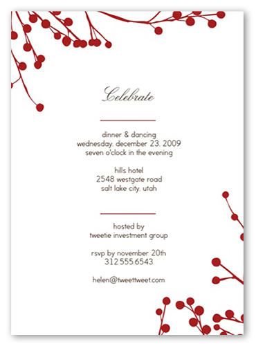 Red Blossoms Party Invitation, Red, Standard Smooth Cardstock, Square